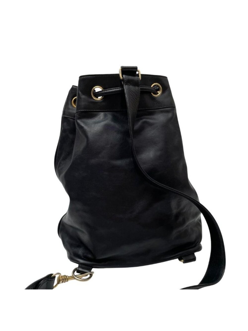 Chanel Lambskin CC Logo Drawstring Shoulder Bag Black - Picture 2 of 10